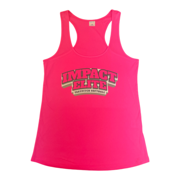 Impact Elite Grey Logo Sport Tek Pink Racerback Shirt
